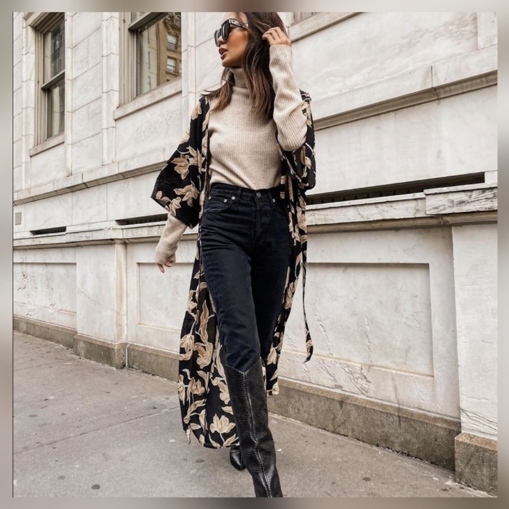 Maison Du Soir Top Kimono Womens Os Black Selena … - image 1